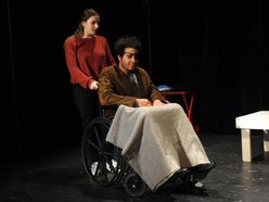Actors Rachel Ryan and Cameron Smith perform in "Gruesome Playground Injuries" by Rajiv Joseph. 